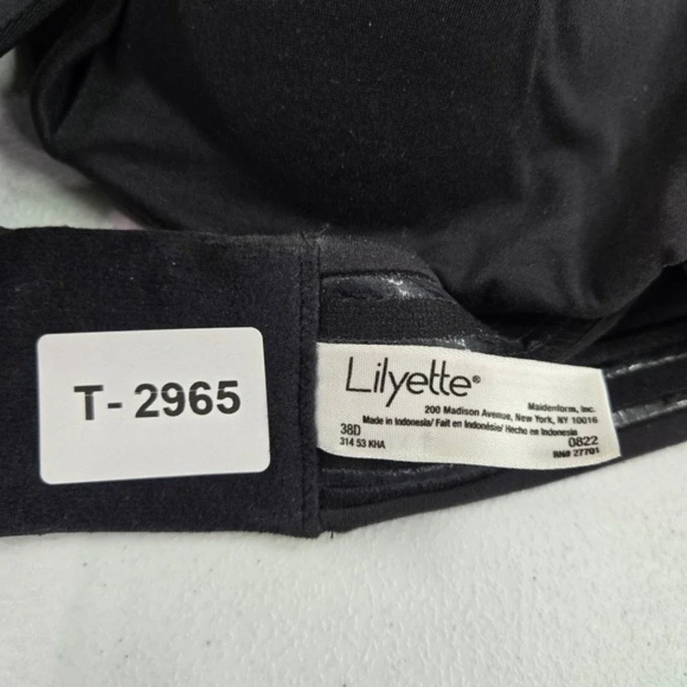 Lilyette Women Bra 38D‎ Black Multiway Lightly Lined Underwire NO STRAPS